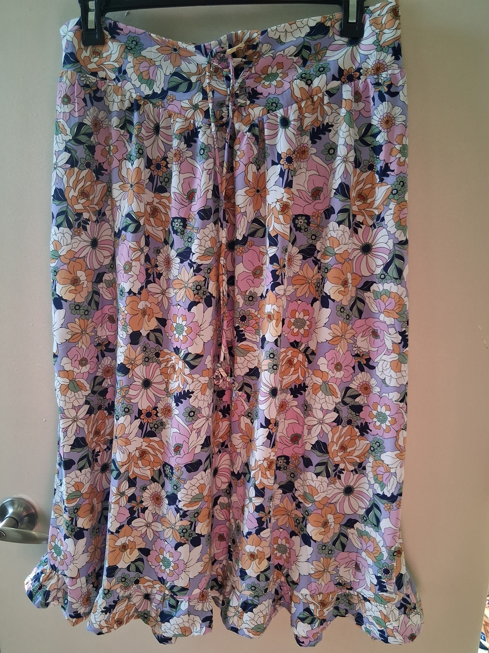 SUMMER SALE Floral Midi Skirt in Lavender and Peach